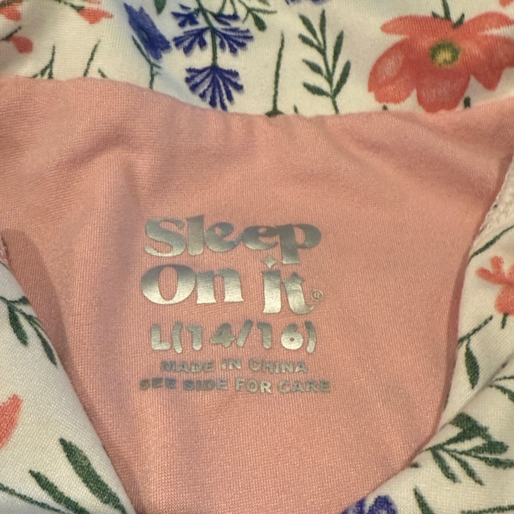 Sleep On It Kids Pajama Set with Pink and Purple Floral Design - Picture 4 of 8